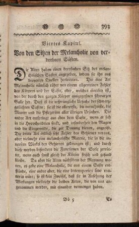 Viertes Kapitel. Von den Sitzen der Melancholie von verdorbnen Säften.