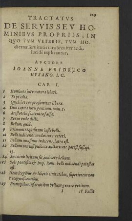 Tractatus de servis sev hominibus propriis