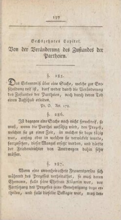 Sechszehntes Capitel. Von der Veränderung des Zustandes der Partheien