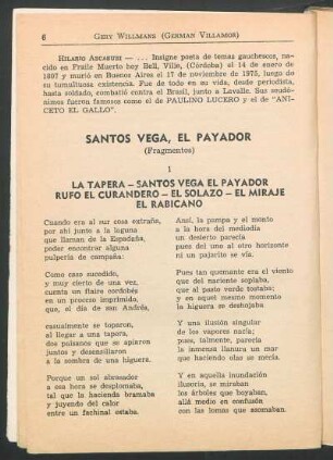 Santos Vega, el payador : (Fragmentos)