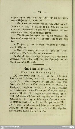 Siebentes Kapitel. Von den Werkzeugen