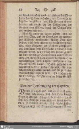 Von der Verfertigung der Capellen