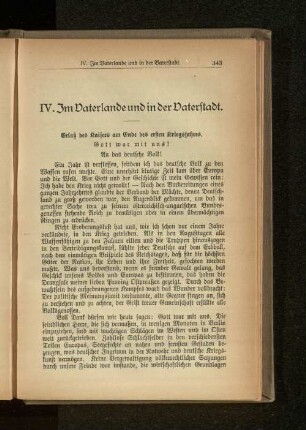 IV. Im Vaterland und der Vaterstadt.