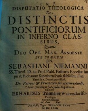 Disputatio Theologica De Distinctis Pontificiorum In Inferno Classibus