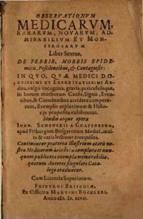Observationum medicarum rariorum liber ..., 6