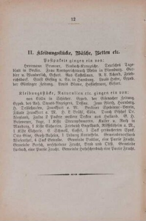 II. Kleidungsstücke, Wäsche, Betten etc.
