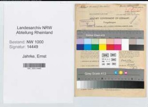 Entnazifizierung Ernst Jahrke, geb. 20.10.1912 (Postinspektor)