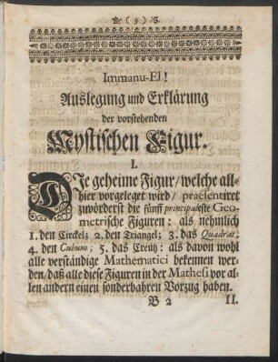Immanu-El! Auslegung und Erklärung der vorstehenden Mystischen Figur