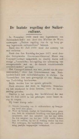 De laatste regeling der suikercultuur