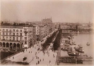 Jungfernstieg mit Alsterpavillon, links Alsterarkaden
