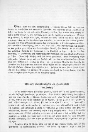 Altona's Selbständigkeit als Handelsstadt neben Hamburg.