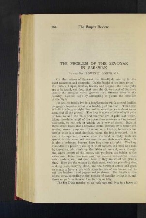 The Problem of the Sea-Dyak in Sarawak