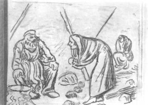 Pause zu die "Windsdirnen" : Pause zu die "Windsdirnen". Feder über Bleistift; 104 x 146 mm (E. Barlach). ehem. Güstrow: Eigentum des Künstlers