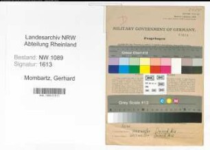 Entnazifizierung Gerhard Mombartz , geb. 12.03.1905 (Brandmeister)