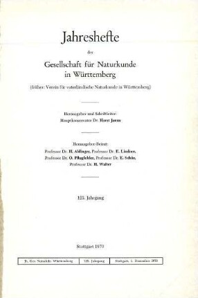 Bd. 125,  Jahreshefte der Gesellschaft für Naturkunde in Württemberg