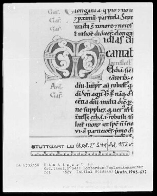 Petrus Lombardus, Psalmenkommentar — Initiale M (idias), Folio 152verso