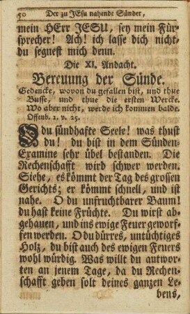 Die XI. Andacht. Bereuung der Sünde