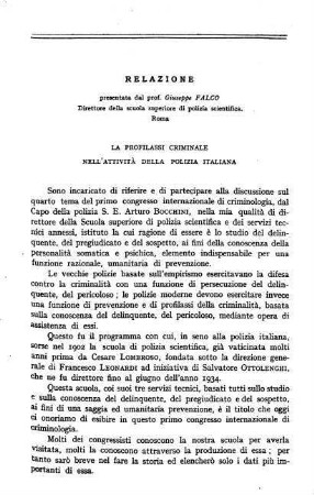 117-138, Relazione: La profilassi criminale nell'attività della polizia italiana