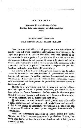 117-138, Relazione: La profilassi criminale nell'attività della polizia italiana