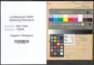 Entnazifizierung Hildegard Hagens , geb. 25.11.1903 (Gewerbelehrerin)