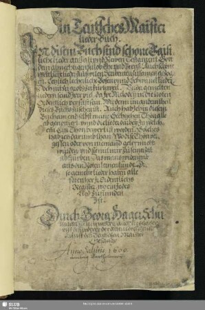 Ein Teutsches Maisterlieder Buch - Mscr.Dresd.M.6