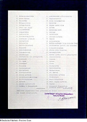 Lagerschein Nr. 3694 vom 24.05.1940 mit Verzeichnis der einzulagernden Gegenstände Victor Klemperers. Rückseite