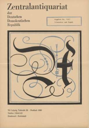 Nr. 1027: Literatur und Kunst