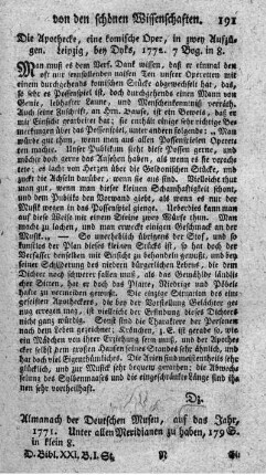 Almanach der deutschen Musen, auf das Jahr 1771, 1772, 1773.