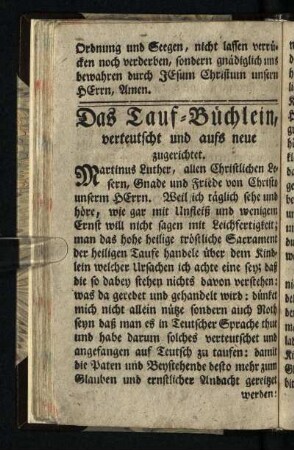 Das Tauf-Büchlein, verteutscht und aufs neue zugerichtet