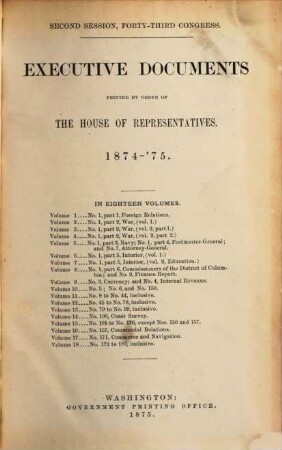 House documents. [276,1.] 1874/75 = Congress 43, Sess. 2