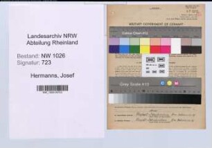 Entnazifizierung Josef Hermanns , geb. 18.02.1895 (Polizist)
