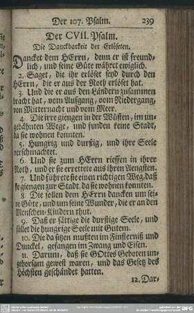 Der CVII. Psalm : Die Danckbarkeit der Erlöseten