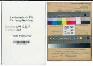 Entnazifizierung Waldemar Palm , geb. 18.05.1912 (Vertreter)