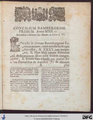 Concilia Synodi Et Comitia Sacra Bambergensia.