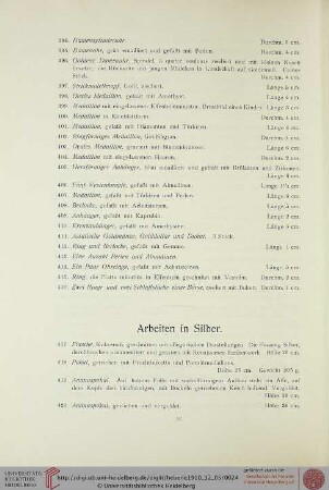 Arbeiten in Silber (Nr. 417-597)