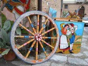 Naive historische Bemalung auf Gegenständen, Altstadt Palermo