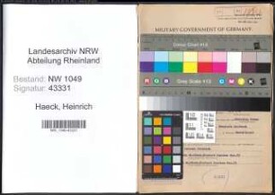 Entnazifizierung Heinrich Haeck , geb. 08.07.1909 (Verwaltungsangestellter)