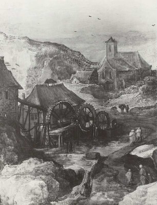 Berglandschaft mit Wassermühle : Momper