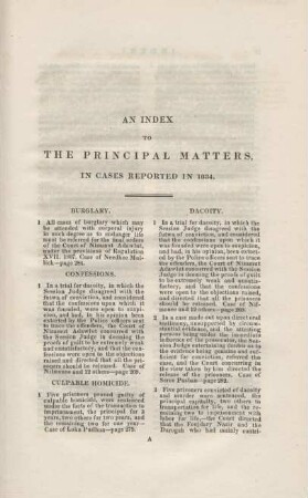 An index to the principal matters, in cases reported in 1834