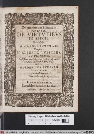 Disputationum Ethicarum Quinta. De Virtutibus In Specie