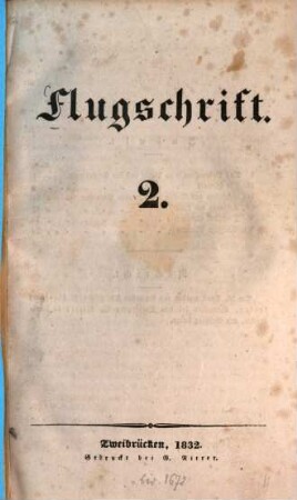 Flugschrift, 2. (1832). - 20 S.
