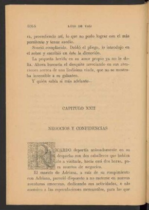 Capítulo XXII - Negocios y confidencias