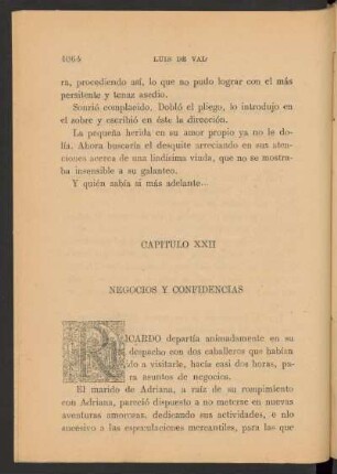 Capítulo XXII - Negocios y confidencias