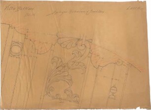 ohne Verfasserangabe; Lucca (Italien); Villa Buttini - Spiegelrahmen der Gewölbe (Detail m. Schnitt)