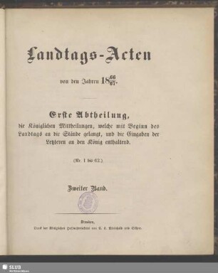 1865/68,2: Landtags-Acten / Die königlichen Mittheilungen