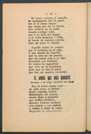 El arbol que más quisíste : Dedicado a mi amigo Vicente de Biasi