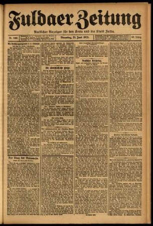 Ausgabe vom Dienstag, den 21. Juni 1921.