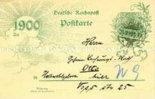 Postkarte zu Neujahr 1900