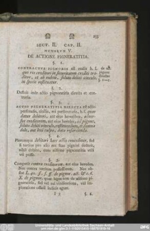 Membrum V. De Actione Pigneratitia.