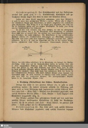 4. Brechung (Refraktion) des Lichtes. Totalreflexion